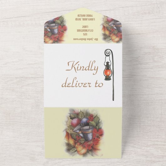 フローラの冬とクリスマスの鐘 オールインワン招待状 (外側)