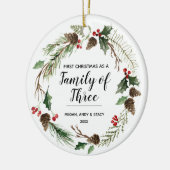 フローラの初めてのクリスマス3人の家族 セラミックオーナメント (左)