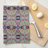 フローラの刺繍模様（美しい花） キッチンタオル (四つ折り)