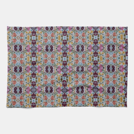 フローラの刺繍模様(美しい花) キッチンタオル (横)