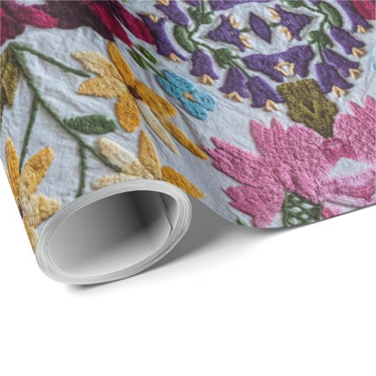 フローラの刺繍模様（美しい花） ラッピングペーパー (ロールコーナー)