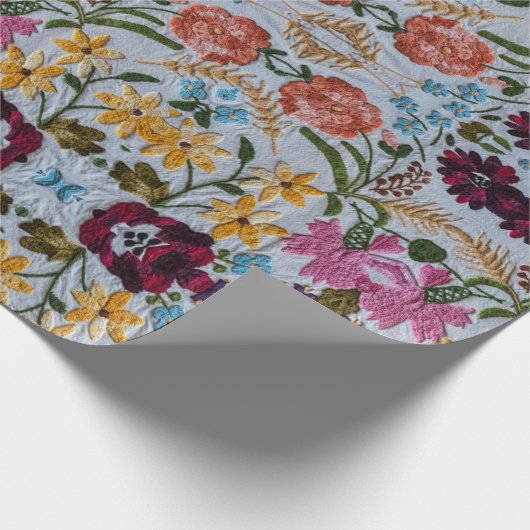 フローラの刺繍模様（美しい花） ラッピングペーパー (角)