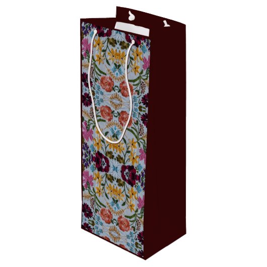 フローラの刺繍模様（美しい花） ワインギフトバッグ (裏面アングル)