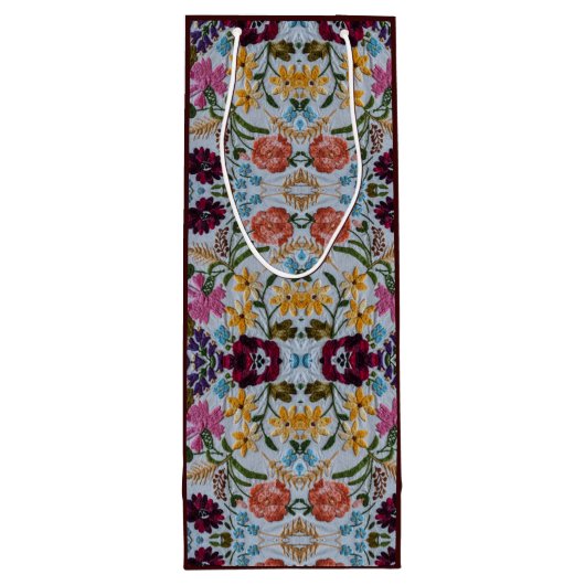 フローラの刺繍模様（美しい花） ワインギフトバッグ (裏面)