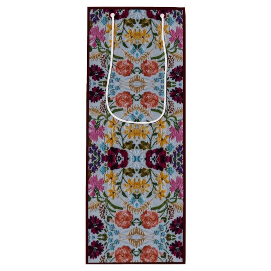 フローラの刺繍模様（美しい花） ワインギフトバッグ (正面)