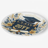 フローラの卒業式のキャップと卒業証書の種類 ペーパープレート (アングル)