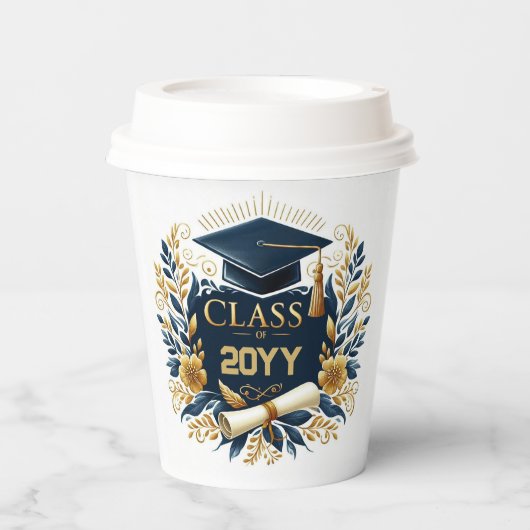 フローラの卒業式のキャップと卒業証書の種類 紙コップ (正面)