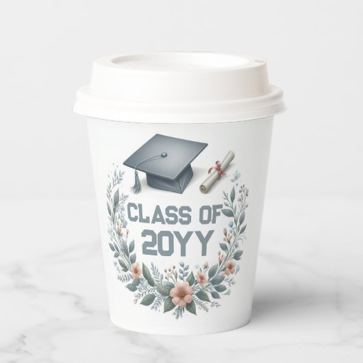 フローラの卒業式のキャップと卒業証書の種類 紙コップ (正面)