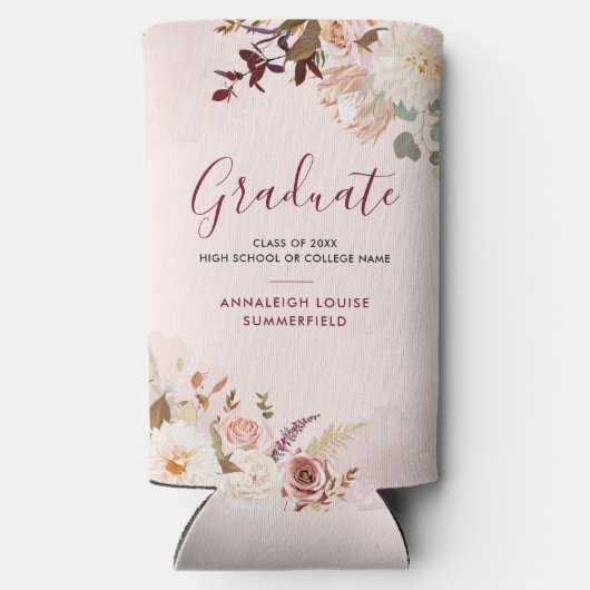 フローラの卒業2024スクリプトパーソナライズされたパーティー スリム缶クーラー (裏面)