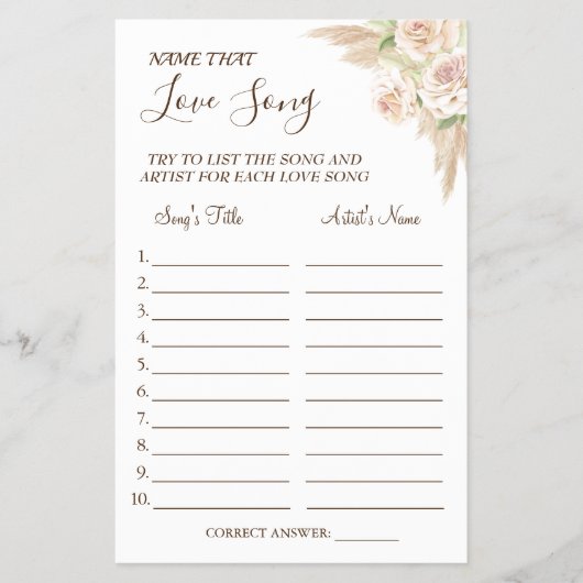 フローラの名前は、歌のシャワーゲームカードを愛する チラシ (正面)