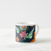 フローラの喜び：水彩フラワーテクスチャ エスプレッソカップ (正面右)