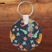 フローラの喜び：水彩フラワーテクスチャ キーホルダー (裏面)