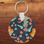 フローラの喜び：水彩フラワーテクスチャ キーホルダー (正面)