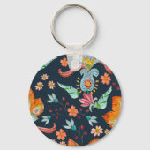 フローラの喜び：水彩フラワーテクスチャ キーホルダー (裏面)