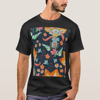 フローラの喜び：水彩フラワーテクスチャ Tシャツ
