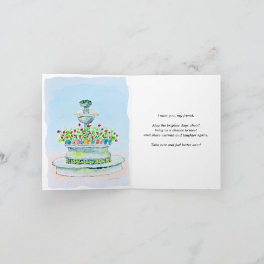 フローラの噴水と鳩かわいい水の色がよく似合う カード (内部)