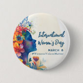 フローラの国際的水彩女性の日 缶バッジ (正面)