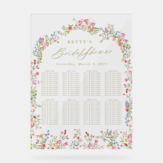 フローラの夏のブライダルシャワーテーブル席 アクリルサイン (正面)