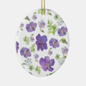 フローラの夏の薄紫水の背景 セラミックオーナメント (右)