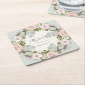 フローラの多肉質バラの葉ミセス結婚ズ スクエアペーパーコースター (アングル)
