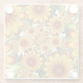 フローラの夢、モダン抽象芸術花フラクタルアート ガラスコースター (裏面)