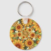 フローラの夢、モダン抽象芸術花フラクタルアート キーホルダー (裏面)