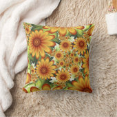 フローラの夢、モダン抽象芸術花フラクタルアート クッション (ブランケット)