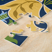 フローラの大きな花：濃い緑のヴィンテージ ジグソーパズル (側面)