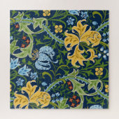 フローラの大きな花：濃い緑のヴィンテージ ジグソーパズル (横)