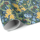 フローラの大きな花：濃い緑のヴィンテージ ラッピングペーパー (ロールコーナー)