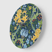 フローラの大きな花:濃い緑のヴィンテージ ラージ壁時計 (傾斜)