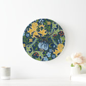 フローラの大きな花:濃い緑のヴィンテージ ラージ壁時計 (ホーム)