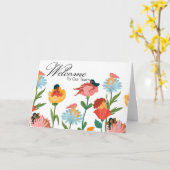 フローラの女性が新しい従業員のチームへようこそ カード (黄色い花)