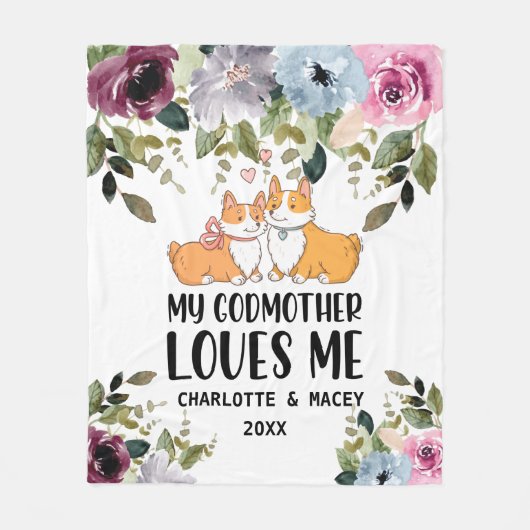 フローラの子犬が私を愛パーソナライズされたす フリースブランケット (正面)