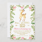 フローラの小さな鹿の誕生日パーティーへの招待 招待状 (正面)