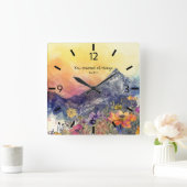 フローラの山壁時計と聖書の聖句 スクエア壁時計 (ホーム)