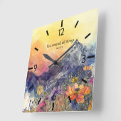 フローラの山壁時計と聖書の聖句 スクエア壁時計 (傾斜)