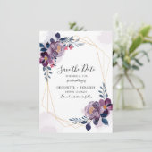 フローラの幾何学的な紫結婚の葉 セーブザデート (スタンド正面)