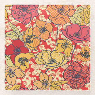 フローラの急増：シームレスなヴィンテージトレンド ガラスコースター