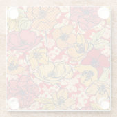 フローラの急増：シームレスなヴィンテージトレンド ガラスコースター (裏面)