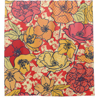 フローラの急増：シームレスなヴィンテージトレンド シャワーカーテン