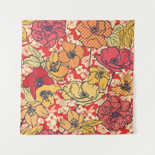 フローラの急増：シームレスなヴィンテージトレンド タペストリー (正面)