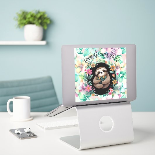 フローラの愛はここに育つ シール (デスク上のノートパソコン)