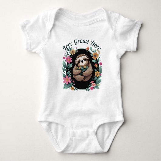 フローラの愛はここに育つ ベビーボディスーツ (正面)