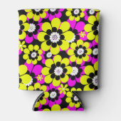 フローラの明るいネオン模様クリムゾンとイエローフロー 缶クーラー (正面)