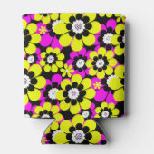 フローラの明るいネオン模様クリムゾンとイエローフロー 缶クーラー (裏面)