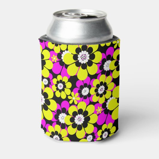 フローラの明るいネオン模様クリムゾンとイエローフロー 缶クーラー (缶裏面)