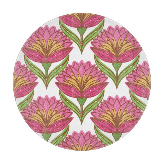 フローラの明るさ：赤い白のヴィンテージ。 カッティングボード (正面)