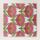 フローラの明るさ：赤い白のヴィンテージ。 ジグソーパズル (横)