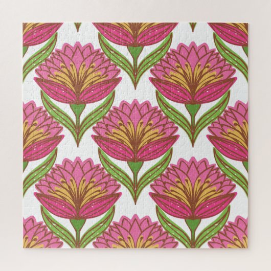 フローラの明るさ：赤い白のヴィンテージ。 ジグソーパズル (縦)